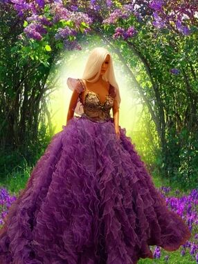 SAMPLE GOWN "EVE" Lavender Ruffle Woodland Princess Wedding Ballgown Set